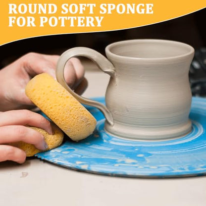 30 Pack Round Painting Sponge 2.9 inch Artist Sponges Yellow Ceramic Sponges Watercolor Synthetic Sponge Clay Sponge Face Painting Sponges - size: 30pcs-2.9inch