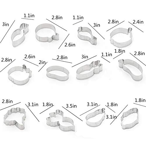 12Pcs Vegetables Cookie Cutter Set, Eggplant Corn Radish Pumpkin Tomato Stainless Steel Plaque Frame Pastry Biscuit Cake Fondant Pancake Stamps Mold, A More Fun Cookie to Children
