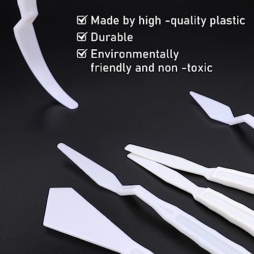30Pcs Plastic Spatula Palette Knives, Palette Knife Set Thin and Flexible Art Knife Tools Pallet Knife for Acrylic Paint Painting Knife Mixing,Spreading,Scratching,Layering Colors,Watercolor Painting
