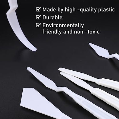 30Pcs Plastic Spatula Palette Knives, Palette Knife Set Thin and Flexible Art Knife Tools Pallet Knife for Acrylic Paint Painting Knife Mixing,Spreading,Scratching,Layering Colors,Watercolor Painting