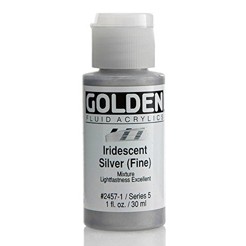 GOLDEN Fluid Acrylic, 1 Ounce Bottle, Iridescent Silver Fine (2457-1)