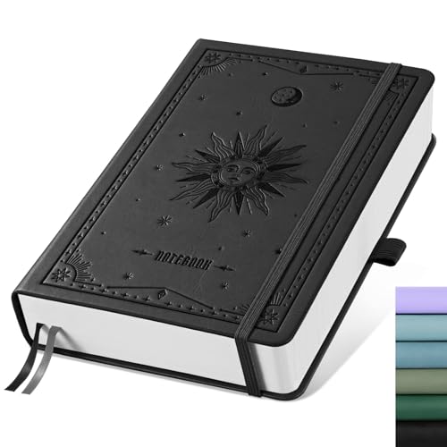 EMSHOI Blank Notebook Journal - 320 Pages, 100gsm Thick Paper, A5 Hardcover Leather, Art Sketchbook for Drawing, Unlined, Plain Sketch Book for Women Men Work Writing, 5.75 X 8.38, Black - color: Black, size: A5 Blank