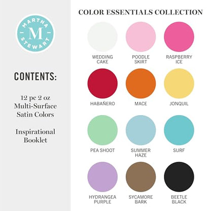 Martha Stewart, Multi-Surface Satin 12 pc Paint Set, Color Essentials - color: Color Essentials