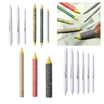 Paper Blending Stumps and Tortillions Set, Soft Rice Paper Art Blenders for Sketch Drawing, Mixing Tools for Artists and Hobbyists - color: 6 white