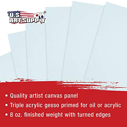 U.S. Art Supply 6 X 6 Inch Art Canvas Board Panels 12 Pack - 8 Ounce Heavyweight Cotton Acid Free Canvases for Painting Acrylics and Watercolor (1 Case of 12 Single Canvas Painting Panels) - size: 6" x 6"