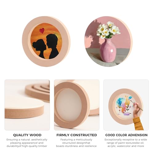 5 Pack 6x6 Inch Round Unfinished Wood Panel Boards for DIY Painting Crafts | Blank Wood Canvas Frames for Oil Paint Pouring & Valentine Halloween Xmas Decor - size: Round 6"×6" 5 Pack
