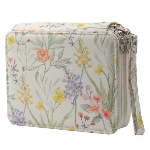 Colored Pencil Case - 72 Slots Pencil Holder with Zipper Closure Twill Fabric Large Capacity Pencil Case for Watercolor Pens or Markers, Pencil Organizer for Artist - color: White, size: 72