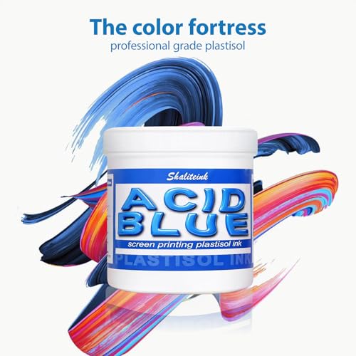 Shaliteink® Screen Printing Plastisol Ink Acid Blue - Highly Opaque Screen Printing Ink for Cotton, Polyester and Other Fabrics (16oz.) - color: Acid Blue, size: 16 fl oz