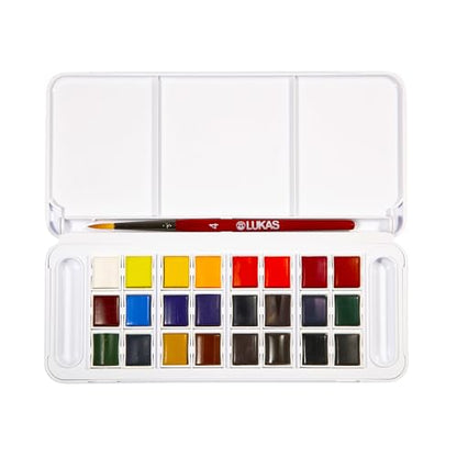 Jerry's Artarama Exclusive 24 Pan Watercolor Set with Brushes, Easel, Cotton Color Block, Brush Basin - artist quality, Lightfast Pigments for Professional Artwork