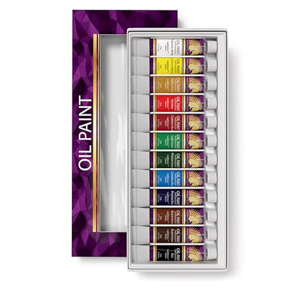 MyArtscape Oil Paint Set, 12 Colors, 12 x 0.71 fl oz (21 ml) Tubes, Artist Quality Lightfast Heavy Body Highly Pigmented Oil Paints with Excellent Coverage, Professional Painting Supplies