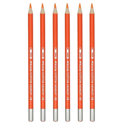 PATIKIL Watercolor Pencil, 6Pcs Water Soluble Pencils for Blending, Coloring, Sketch Drawing, Painting, Orange - color: Orange