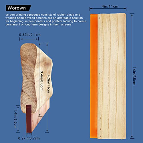 Worown 16 x 20 Inch Wood Silk Screen Printing Frame with 160 White Mesh and 1 Piece of 13.7 Inch Screen Printing Squeegee - size: 16 x 20 Inch