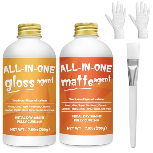 1DFAUL Crafts Sealer Gloss Matte Finish, 400ml All Purpose Craft Glue | All in One Craft Glue, Varnish & Finish, for Wood, Paper, Acrylic Paints, Ceramics, Fabrics, Clay - style: A3 Gloss+Matte