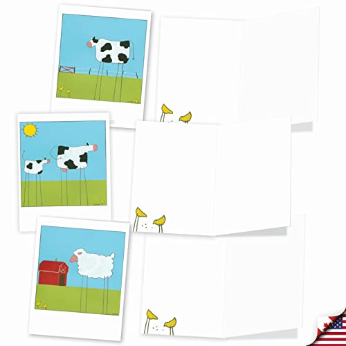 The Best Card Company - 10 Assorted Blank Notes Box Set 4 x 5.12 Inch with Envelopes (10 Designs, 1 Each) Boxed Assorted Kid Cards of Pets - STICK LEGS M6656OCB - style: Stick Legs