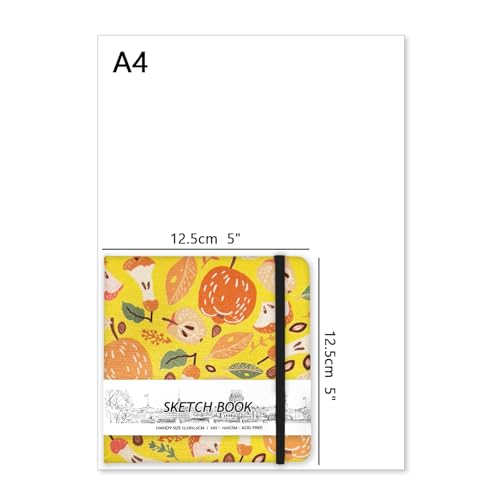 5" x 5" Hardcover Sketch Book,Small Mixed Media Sketch Pad,58 Sheets 150GSM Acid-Free Artist Drawing Paper,Travel Journal Blank Notebook for Adults Painting,Illustration,Art Supplies.Fruit Pit - color: 150gsm Cloth-fruit pit