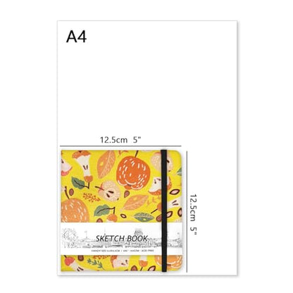 5" x 5" Hardcover Sketch Book,Small Mixed Media Sketch Pad,58 Sheets 150GSM Acid-Free Artist Drawing Paper,Travel Journal Blank Notebook for Adults Painting,Illustration,Art Supplies.Fruit Pit - color: 150gsm Cloth-fruit pit