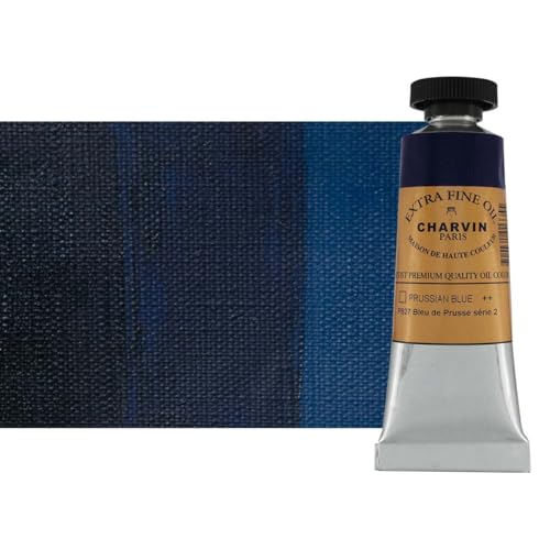 Charvin Extra Fine Oil Paint, Prussian Blue 20 ml - Triple-Milled, Rich Texture, Poppy Oil-Based, Light-Fast, Handmade, Archival Quality - color: Prussian Blue, size: 0.68 Fl Oz (Pack of 1)