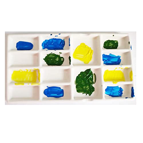 14 Wells Ceramic Artist Paint Palette - 8 Inch Porcelain Watercolor Painting Palette Ceramic Mixing Tray for Painters - color: 14 Well Ceramic Palette