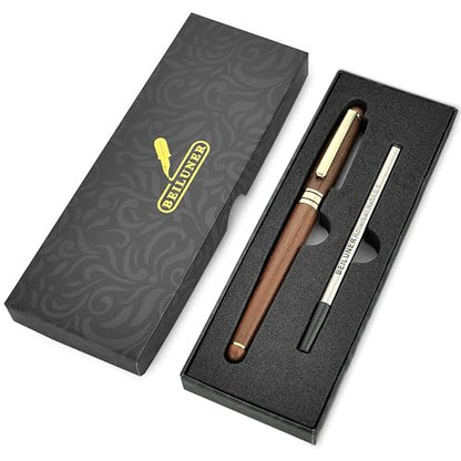 BEILUNER Luxury Wood Ballpoint Pen Writing Set,Walnut-Elegant Fancy Nice Gift Pen Set for Signature Executive Premium Office Fancy Nice Supplies - Gift Boxed with Extra Refills (Black) - color: Walnut