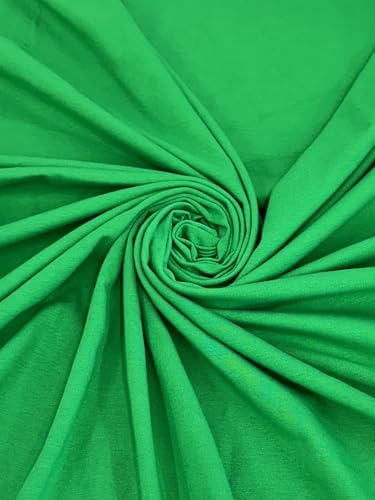 Cotton Jersey Spandex Fabric - Soft - Breathable - All Way Stretch Fabric - Medium Weight - Perfect Choice for Baby Grow, Tshirts, and Cotton Jersey Sheets - 58 Inches Wide - 1 Yard (Kelly Green) - color: Kelly Green