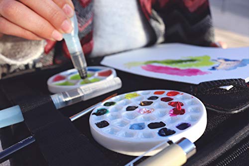 Etchr Mini Palette 37 Wells - Built for Watercolor Acrylic Oil and Gouache Paint - Professional Porcelain Paint Wells and Mixing Palette and Airtight Metal Tin - Perfect Travel Palette