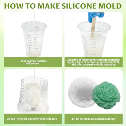 Platinum Silicone Mold Making Kit 2 Gal, 15A, 1:1 Self-Degas | 2 gal platinum silicone, 1:1 mix, flexible 15A, self-degassing flow and fine-detail casting for reusable craft molds. - size: 2 Gallon