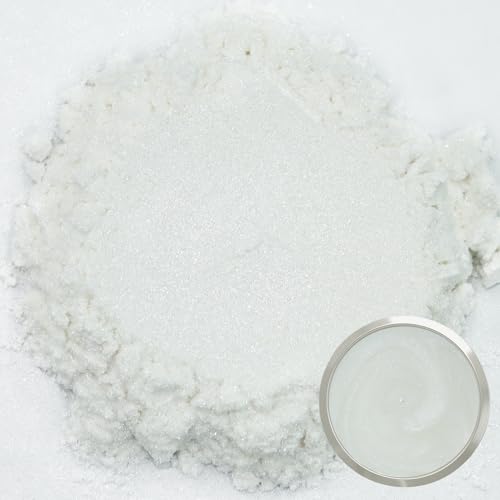 Matio Pearl White Mica Powder for Epoxy Resin, 1.8oz/ 50g Pearlescent Effect Mica Powder Natural Color Pigment for Soap Making, Bath Bomb, Candle Dye, Resin Craft,Paint,Nails Art,Jewelry,Slime Pigment - color: Pearl White