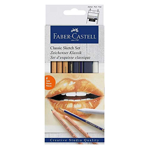 Faber-Castell Classic Sketch Set - 6 Piece Graphite & Pastel Pencil Sketching Set