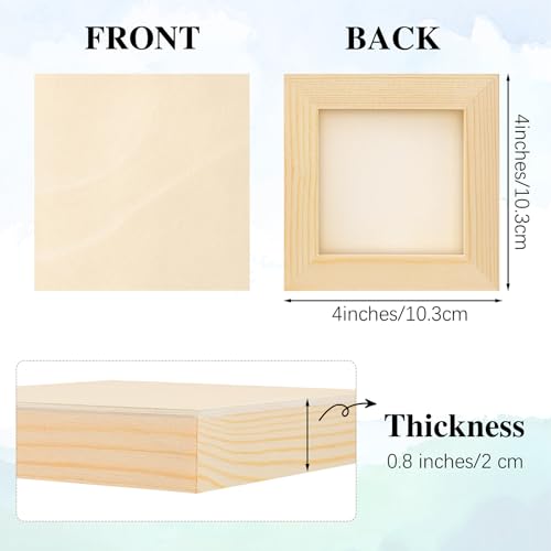 Aodaer 16 Pack Wood Panels 4 x 4 Inch Wooden Panels Canvas Unfinished Craft Wood Boards Panels for Art Crafts Acrylic and Oil Painting Pouring DIY Projects - size: 4 x 4 Inch
