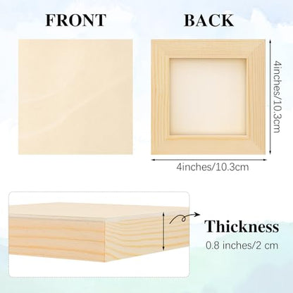 Aodaer 16 Pack Wood Panels 4 x 4 Inch Wooden Panels Canvas Unfinished Craft Wood Boards Panels for Art Crafts Acrylic and Oil Painting Pouring DIY Projects - size: 4 x 4 Inch