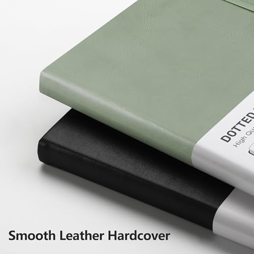 RETTACY Dotted Journal Notebook, 192 Pages, A5 Medium Size (5.7'' x 8.3''), Leather Hardcover, 100 GSM Thick Paper, for Journaling, Planning, Tracking (Sage Green) - color: Sage Green, style: Dotted