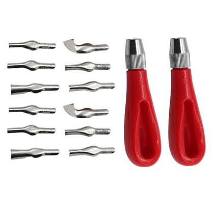 TopHomer 12PCS Linoleum Cutter – 6 Assorted Lino Cutters Includes Plastic Storage Handle, for Block Printing