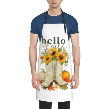 KKdskkds Tribal Boho Geometric Multi-Purpose Adjustable Waterproof Apron With Pocket For Men Women - color: Sunflower in Cowboy Boots, Pumpkin