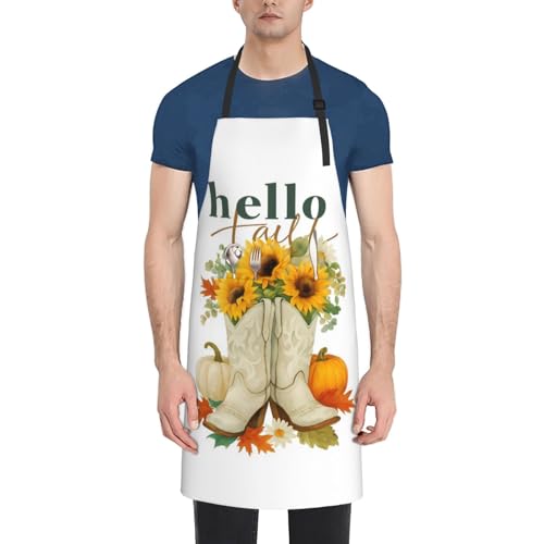 KKdskkds Tribal Boho Geometric Multi-Purpose Adjustable Waterproof Apron With Pocket For Men Women - color: Sunflower in Cowboy Boots, Pumpkin
