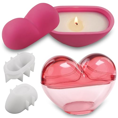 Wehous 3D Heart Shape Box Resin Mold, Valentine's Day Container Storage Silicone Molds for Epoxy Resin, Unique Love Candle Holder Jewelry Trinket Box Jar Molds for DIY Art Craft Valentine Home Decor - color: 3D Heart Box