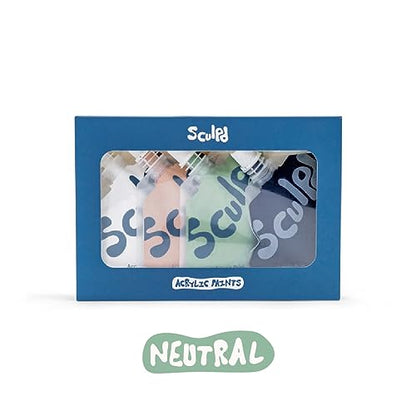 Sculpd Abstract Painting Kit, Abstract Painting, 4 Acrylic Paint Colours, 2 Brushes, Artist Canvas, Additional Artist Supplies, Studies Book & Guides, Suitable for Adults, Beginners & Artists - color: Neutral, size: Small
