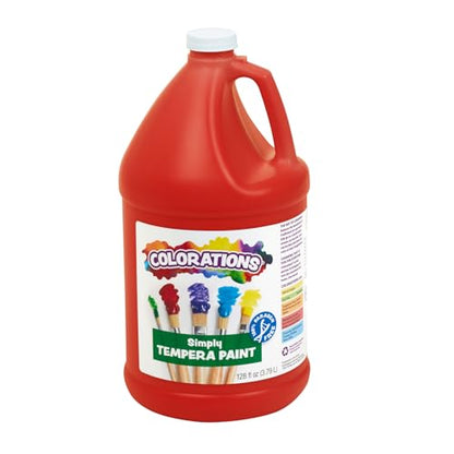 Colorations Paraben-Free Tempera Paint for Kids - 1 Gallon, Vibrant Red, Non-Toxic and Made in the USA, Classroom Must Haves, Bulk Arts and Crafts Supplies - color: Red