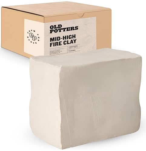 Old Potters Mid High Fire White Stoneware Clay for Pottery | Cone 6-10 | Ideal for Wheel Throwing, Hand Building, Sculpting | Great for All Skill Levels | Greenware Clay, 50 lbs. - size: 50 lb