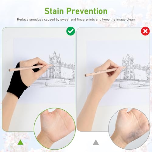 OTraki 4 Pack Artist Drawing Gloves for Digital Tablet Paper Sketching - size: Medium