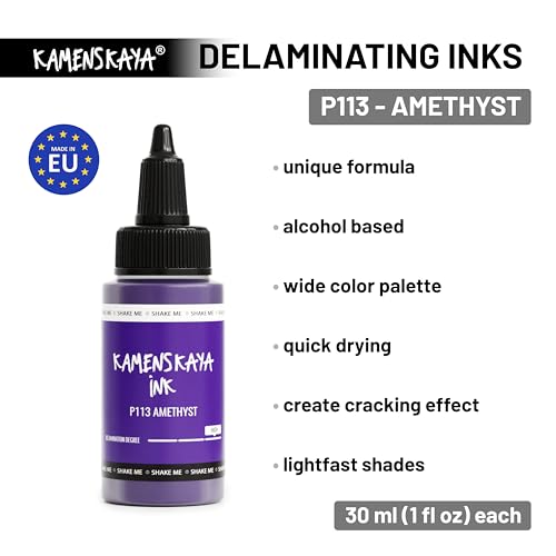 KAMENSKAYA Delaminating Alcohol Inks - Self-Splitting Alcohol Ink P-113 'Amethyst' - 1 fl oz (30 ml) - color: P-113 'Amethyst'