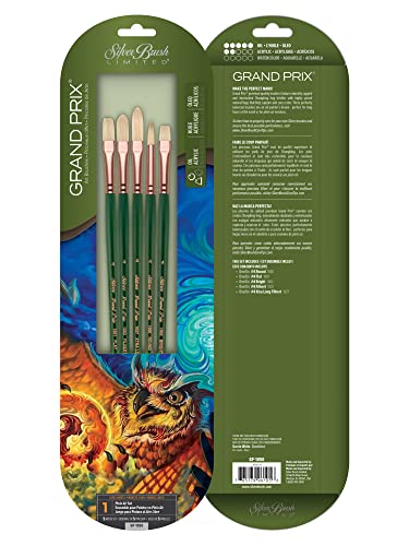 Silver Brush GP-1050 Grand Prix Long Handle Brush Set, 5 Per Pack - color: Paintbrush Set, size: 5/Pack