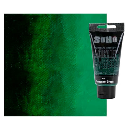 Soho Urban Artist Heavy Body Acrylic Paint - 75 ml Tube - Permanent Green - Thick, Rich Color, Excellent Coverage, Professional Quality - Artists Acrylic Paint - color: Permanent Green, size: 2.54 Fl Oz (Pack of 1)