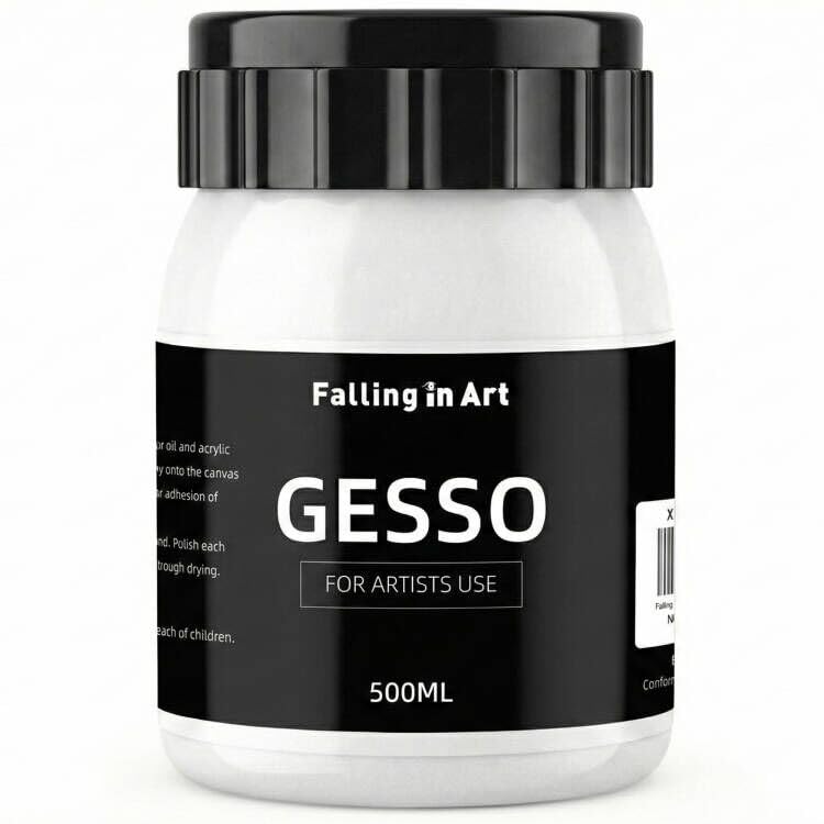 Falling in Art 16.9 Oz White Gesso Primer for Acrylic Painting for Oil Paints, Non-Toxic Canvas Surface Prep Medium - color: White