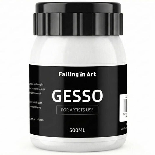 Falling in Art 16.9 Oz White Gesso Primer for Acrylic Painting for Oil Paints, Non-Toxic Canvas Surface Prep Medium - color: White