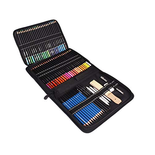 95PCS Oil Colored Pencils Set Sketch Soft Core Professional Art Supplies for Adults Artist Drawing Coloring with Portable Case
