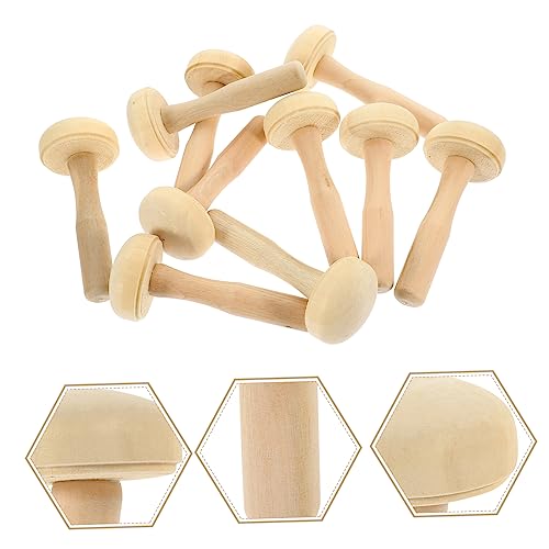Lurrose 10PCS Wood Mushroom Roller Set Art Rubbing Tool for Printmaking Sturdy Ink Roller for Crafting and Painting Supplies
