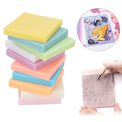 Tyenaza 10Pcs Rubber Stamp Carving Blocks, Color Rubber Brick Engraving Dedicated Soft Stamp Block Carved Crafts Accessories for Stamp Soft Crafts and Craft Project