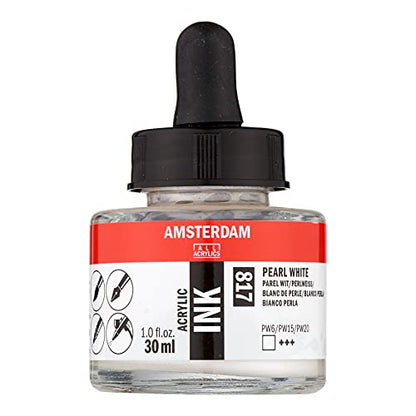Amsterdam Acrylic Ink Bottle 30 ml Pearl White 817 (17208170) - color: Pearl White, size: 1 fl oz