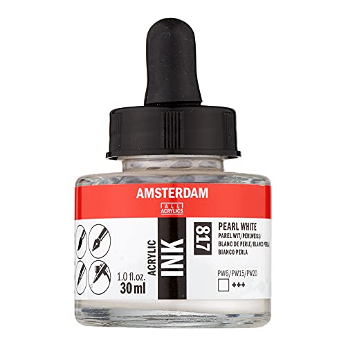 Amsterdam Acrylic Ink Bottle 30 ml Pearl White 817 (17208170) - color: Pearl White, size: 1 fl oz
