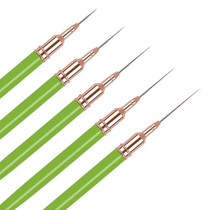 5PCS Liner Brushes for Nails, Nail Art Liner Brushes Set, 6/9/12/15/18mm Thin Detail Brush for Long Lines & Fine Drawing, UV Gel Polish Painting Nail Design Tools - Green - color: Green